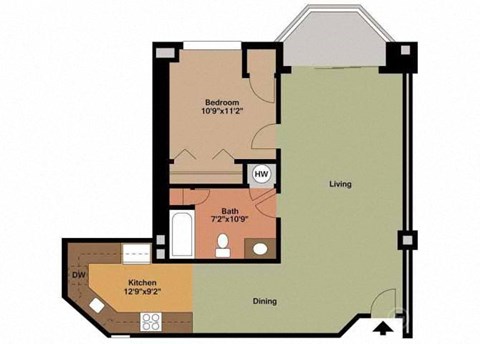 a floor plan of a house with a bedroom and a living room at Carisbrooke at Manchester Apartments, New Hampshire